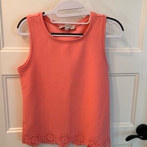 LOFT Coral Tank Top with Lace Detail